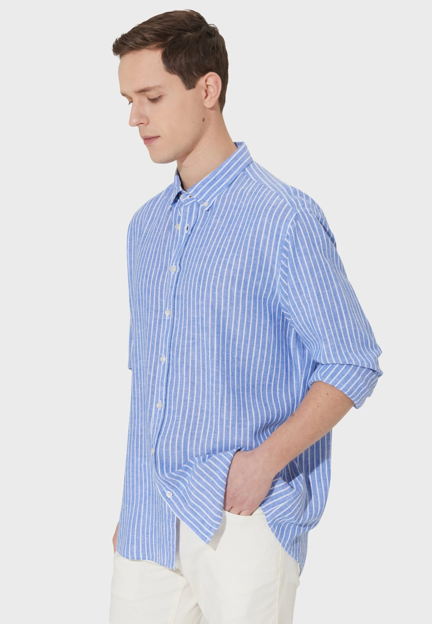 Comfort Fit- Overhemd - White Navy Blue 8 Comfort Fit- Overhemd - White Navy Blue - Afbeelding 6