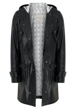 Hooded Leather Coat - Trenchcoat - Black -ZALANDO WINKEL 164169d179944a3483628baebe57001a