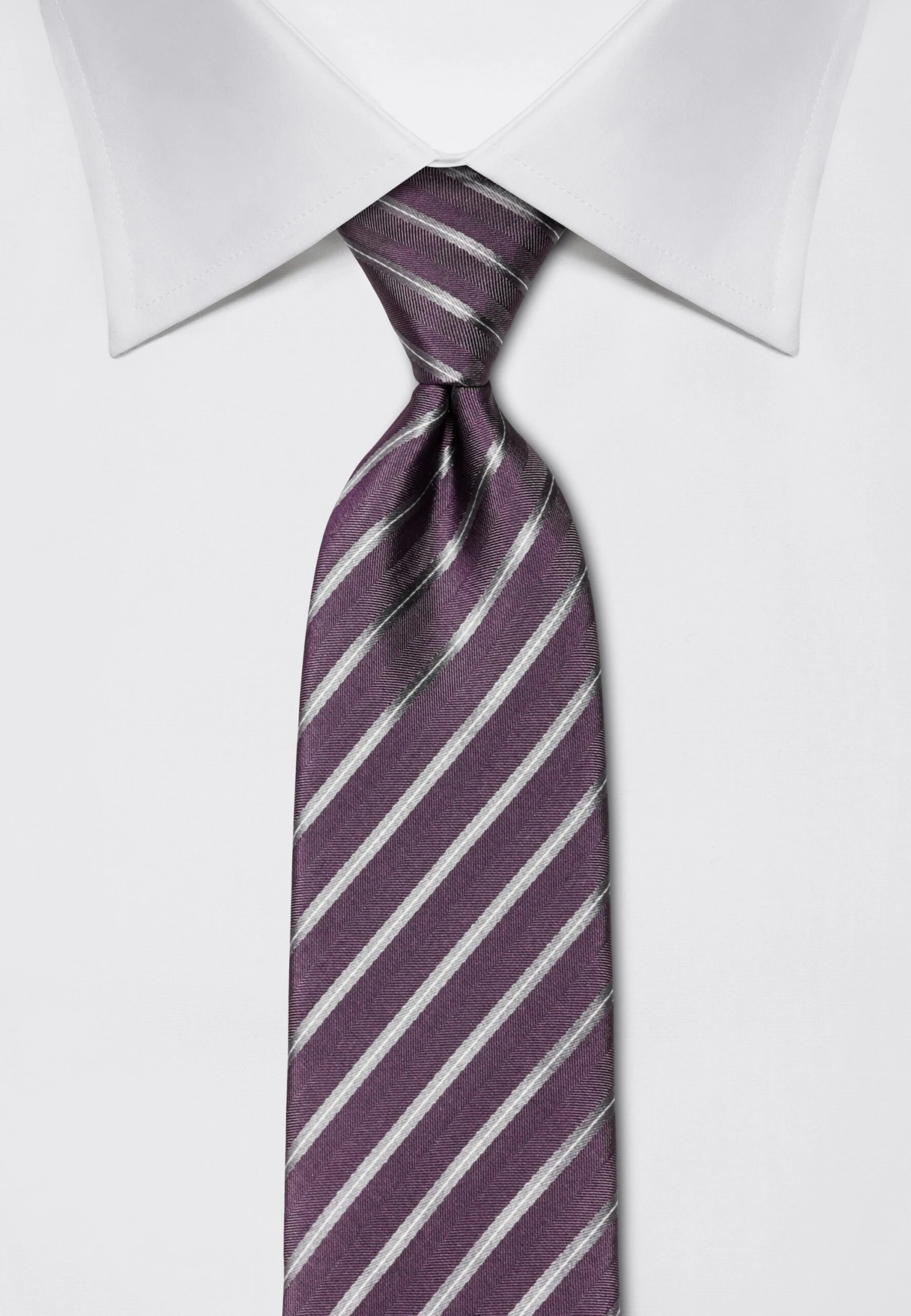 Gestreift - Stropdas - Dunkellila 4 Gestreift - Stropdas - Dunkellila - Afbeelding 2