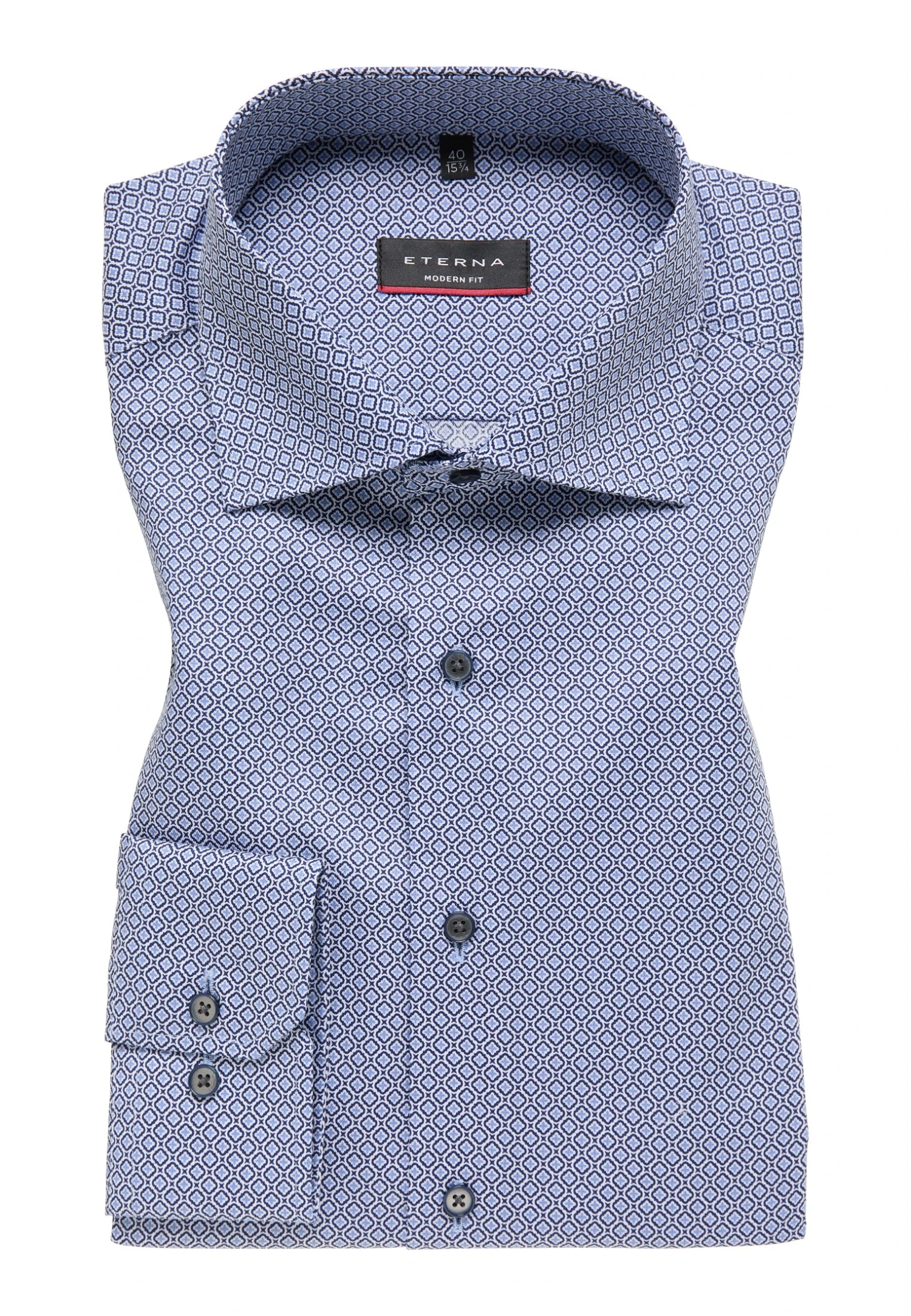 Eterna Print- Modern Fit - Overhemd - Blau Hellblau 8 Eterna Print- Modern Fit - Overhemd - Blau Hellblau - Afbeelding 6