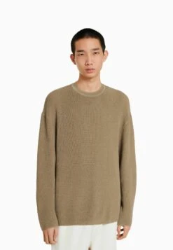 BERSHKA Round Neck - Trui - Brown
