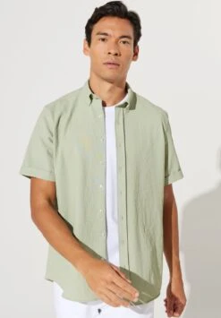 Seersucker- Overhemd - Khaki -ZALANDO WINKEL 209ce8755f0f402bb7be7948a5818972