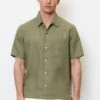 Marc O'Polo Camp Collar Short Sleeves One Rectangular Pocket Slits At Side Style - Overhemd - Olive -ZALANDO WINKEL 225ad97b6744465a8e8cca8bdfe2dd18