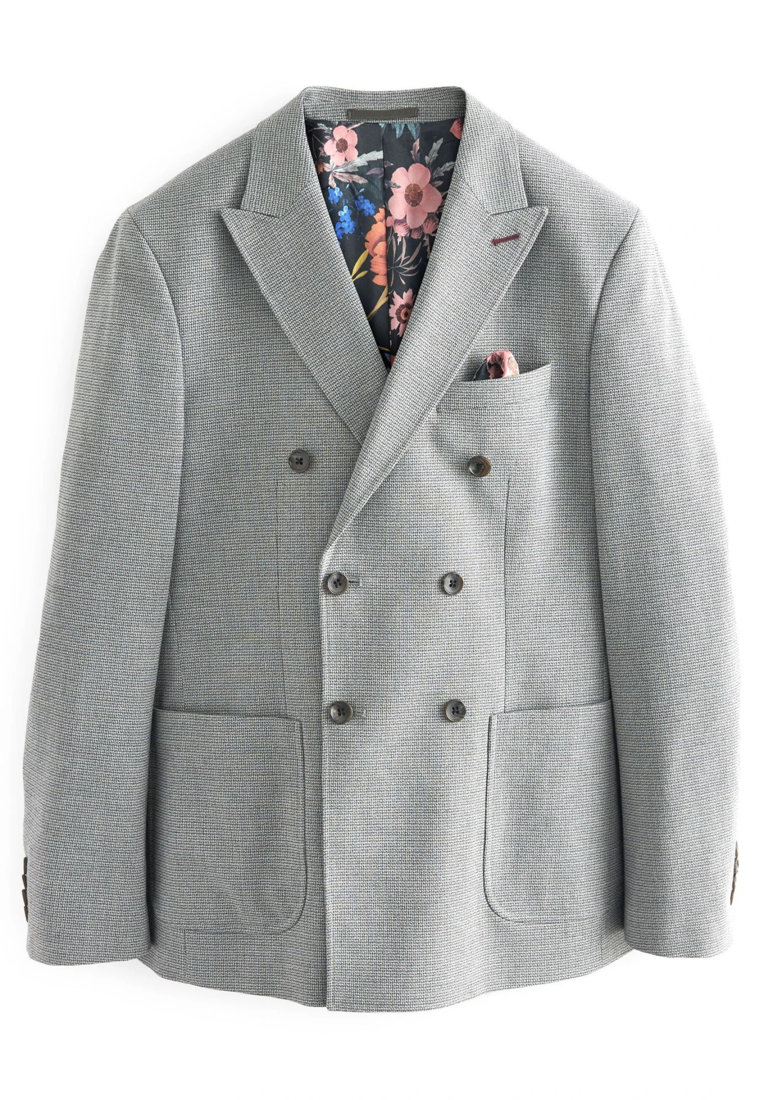 Next Textured Double Breasted- Blazer - Light Grey 4 Next Textured Double Breasted- Blazer - Light Grey - Afbeelding 3