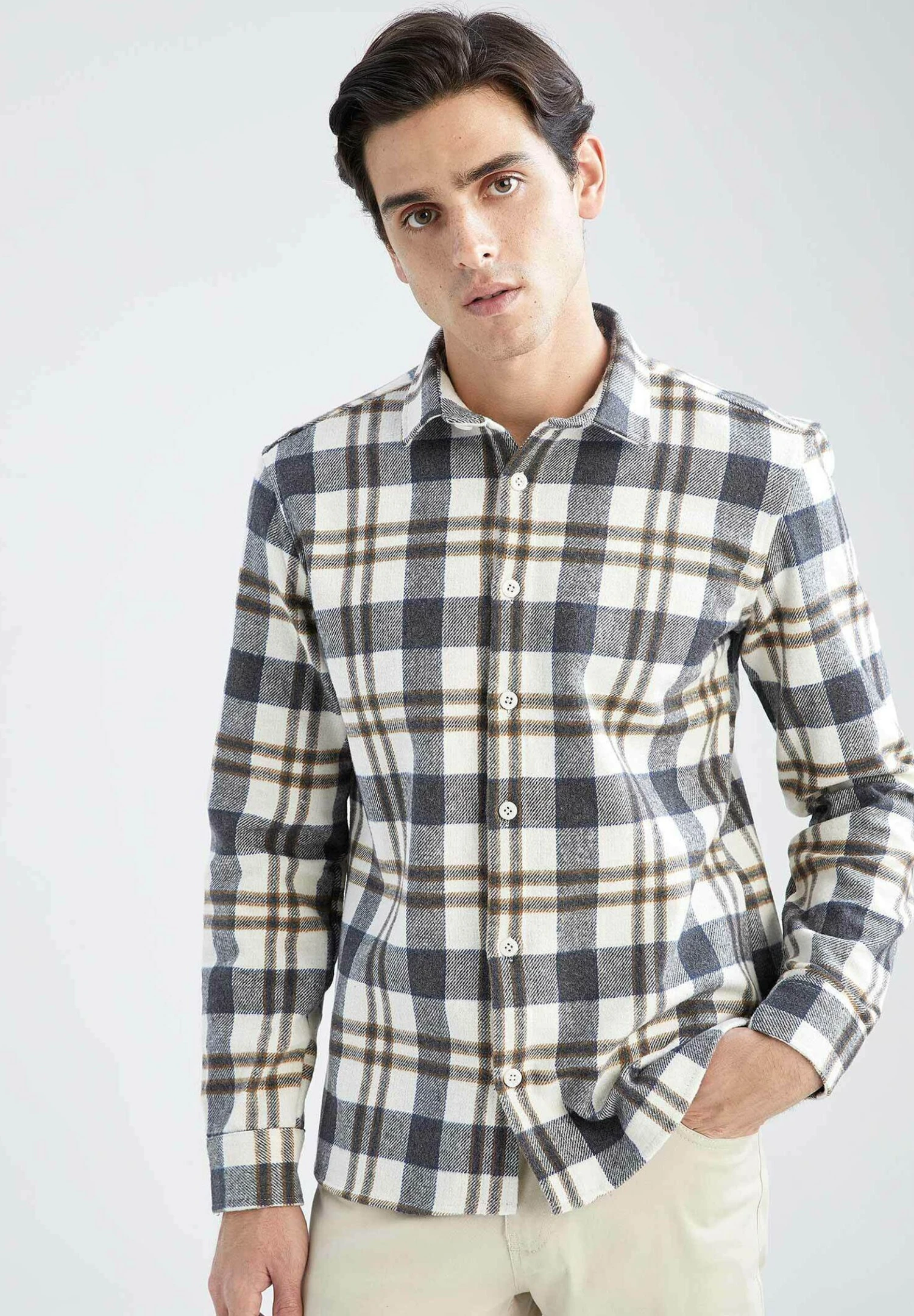 DeFacto Modern Fit- Overhemd - Beige 3 DeFacto Modern Fit- Overhemd - Beige