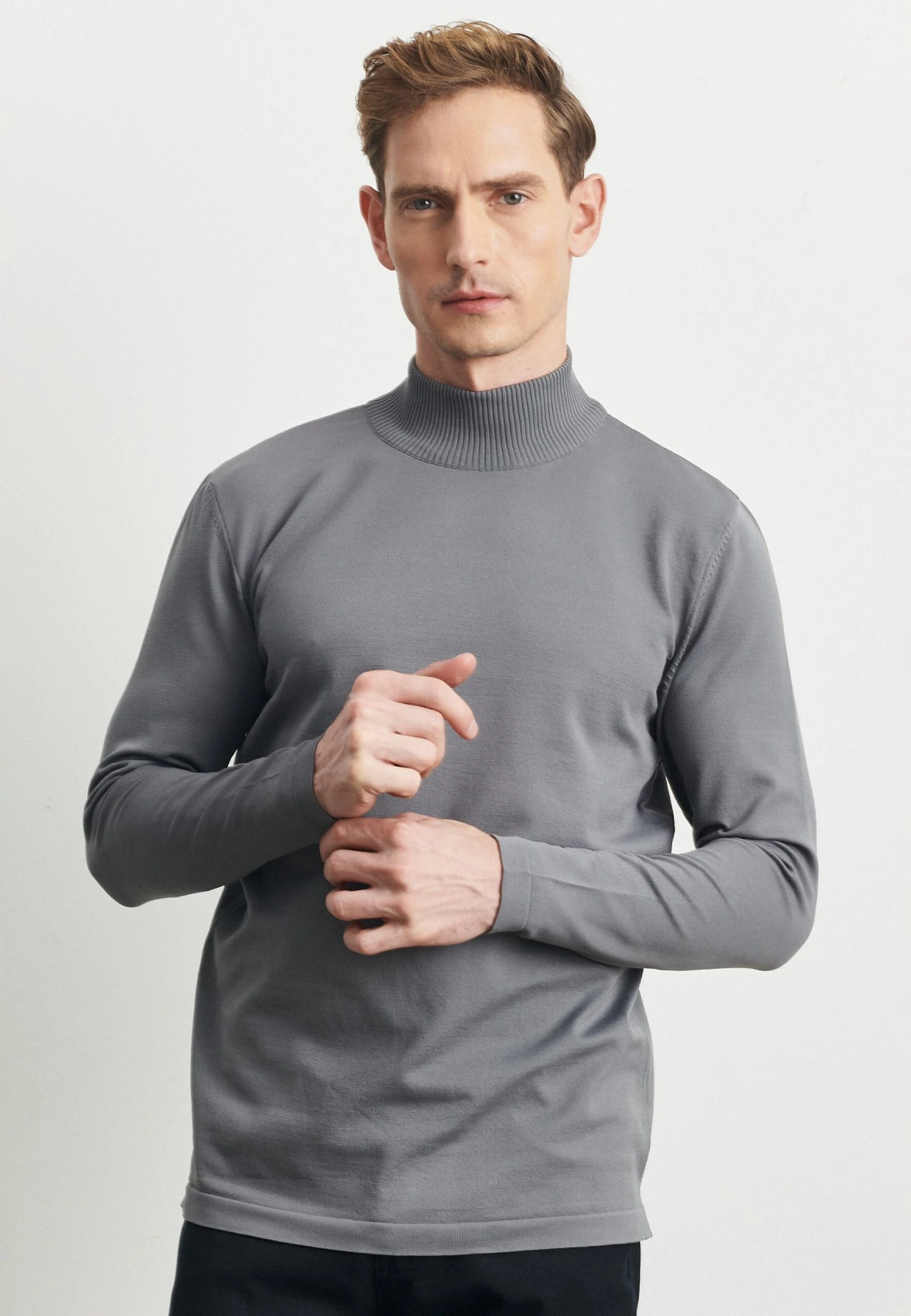 Standard Fit Basic Mock Turtleneck - Trui - Grey 3 Standard Fit Basic Mock Turtleneck - Trui - Grey