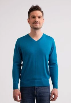 V-Ausschnitt- Trui - Mykonos Blau