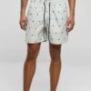 URBAN CLASSICS Embroidery Swim - Zwemshorts - Skull Lightasphalt Black