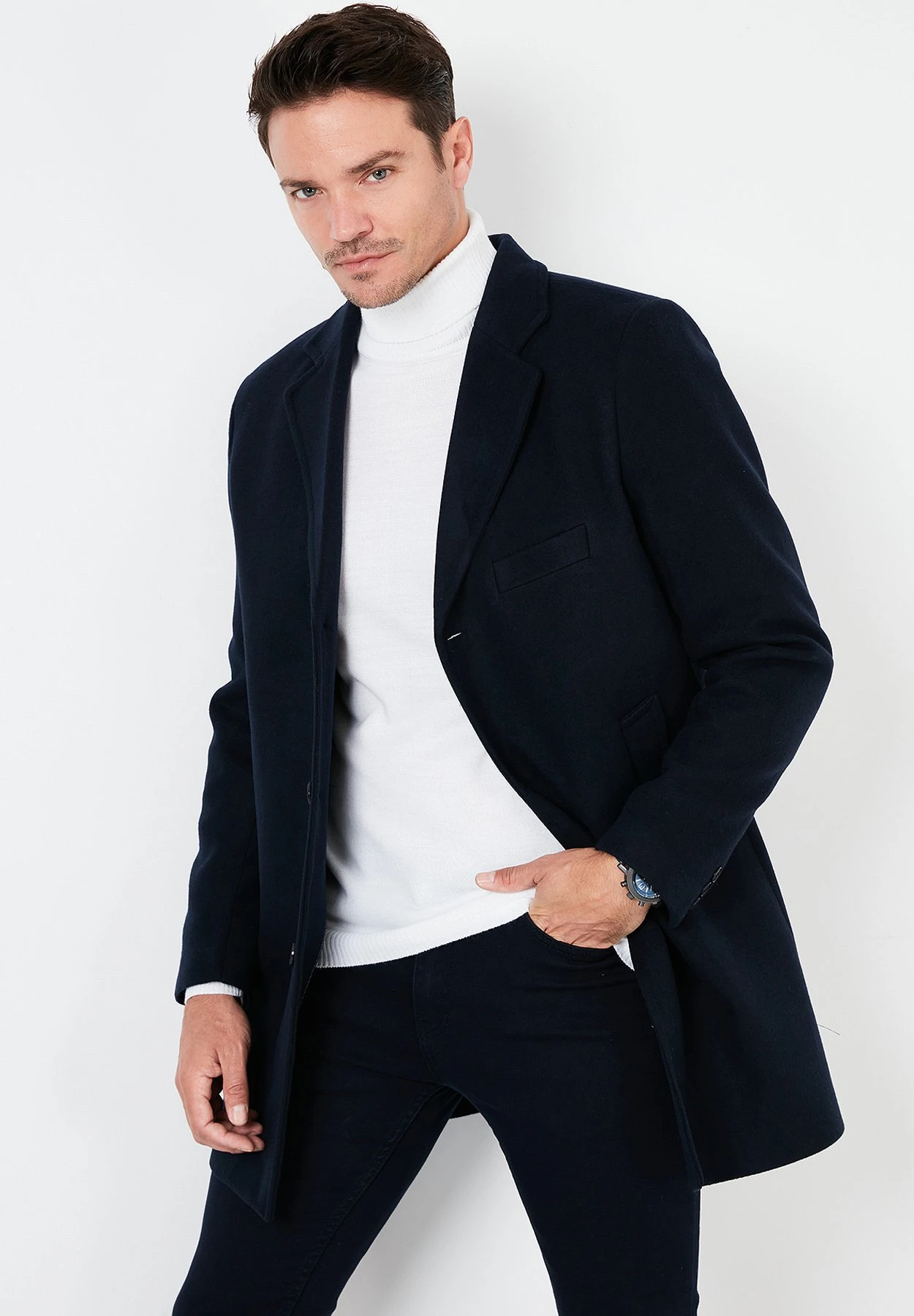 Slim Fit - Mantel - Navy Blue 4 Slim Fit - Mantel - Navy Blue - Afbeelding 2