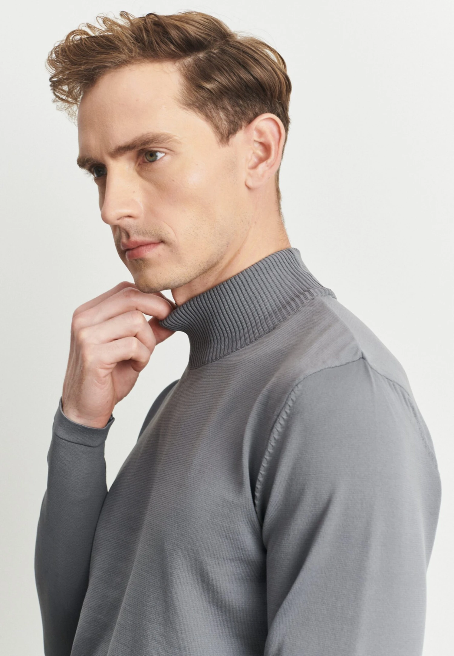 Standard Fit Basic Mock Turtleneck - Trui - Grey 7 Standard Fit Basic Mock Turtleneck - Trui - Grey - Afbeelding 5