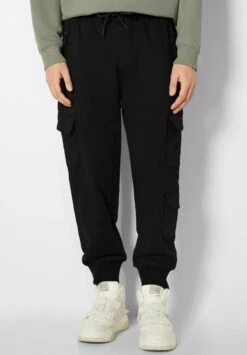BERSHKA Slim- Cargobroek - Black