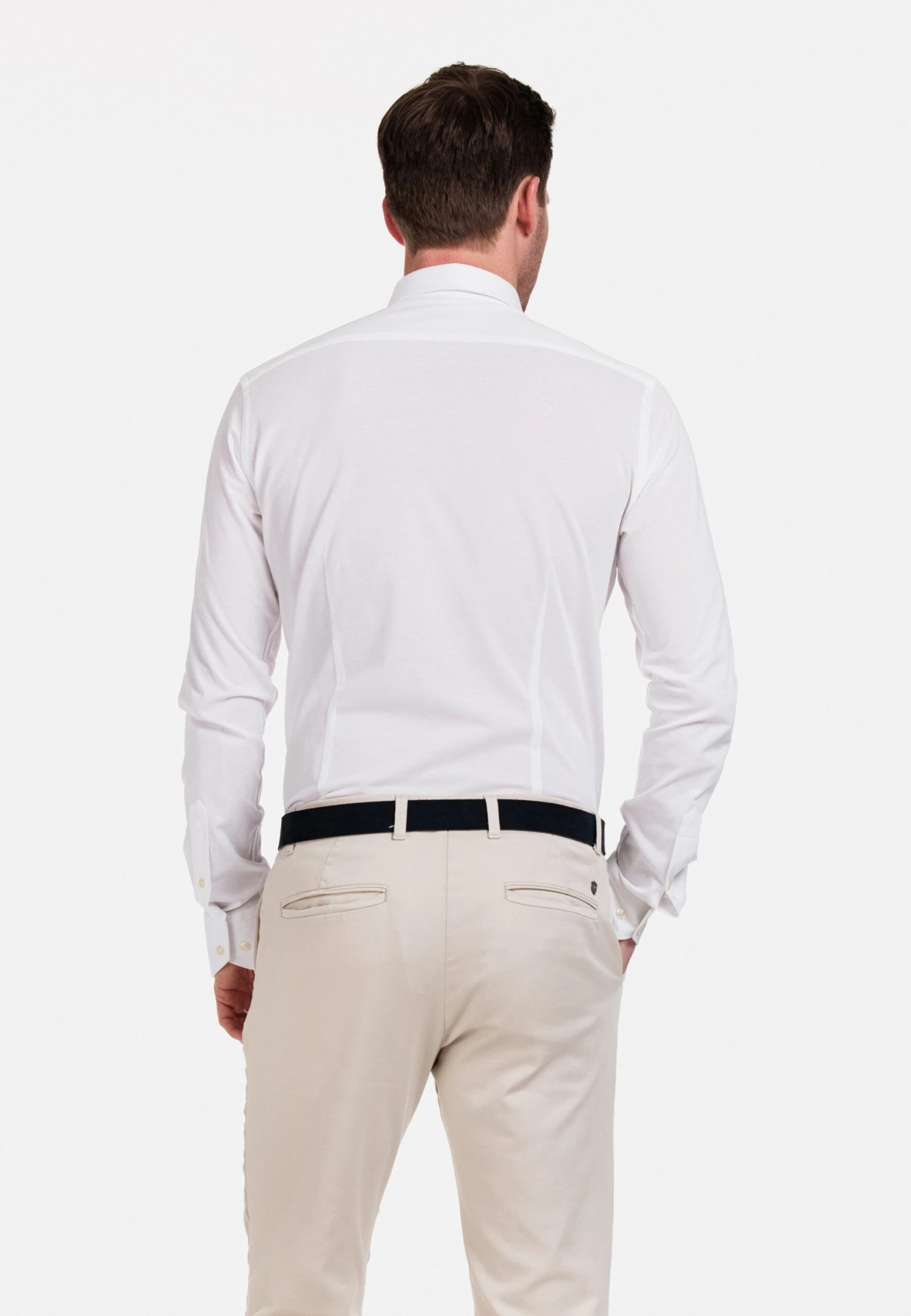 Lange Mouw Modern Fit Semi Cutaway Effen Over - Zakelijk Overhemd - White 5 Lange Mouw Modern Fit Semi Cutaway Effen Over - Zakelijk Overhemd - White - Afbeelding 3