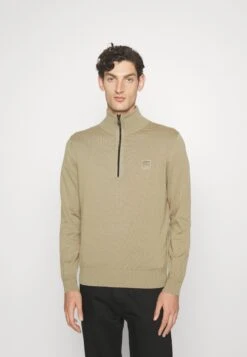 Boss Badge Logo Zip-Through Knit-Troyer - Trui - Light/Pastel Green