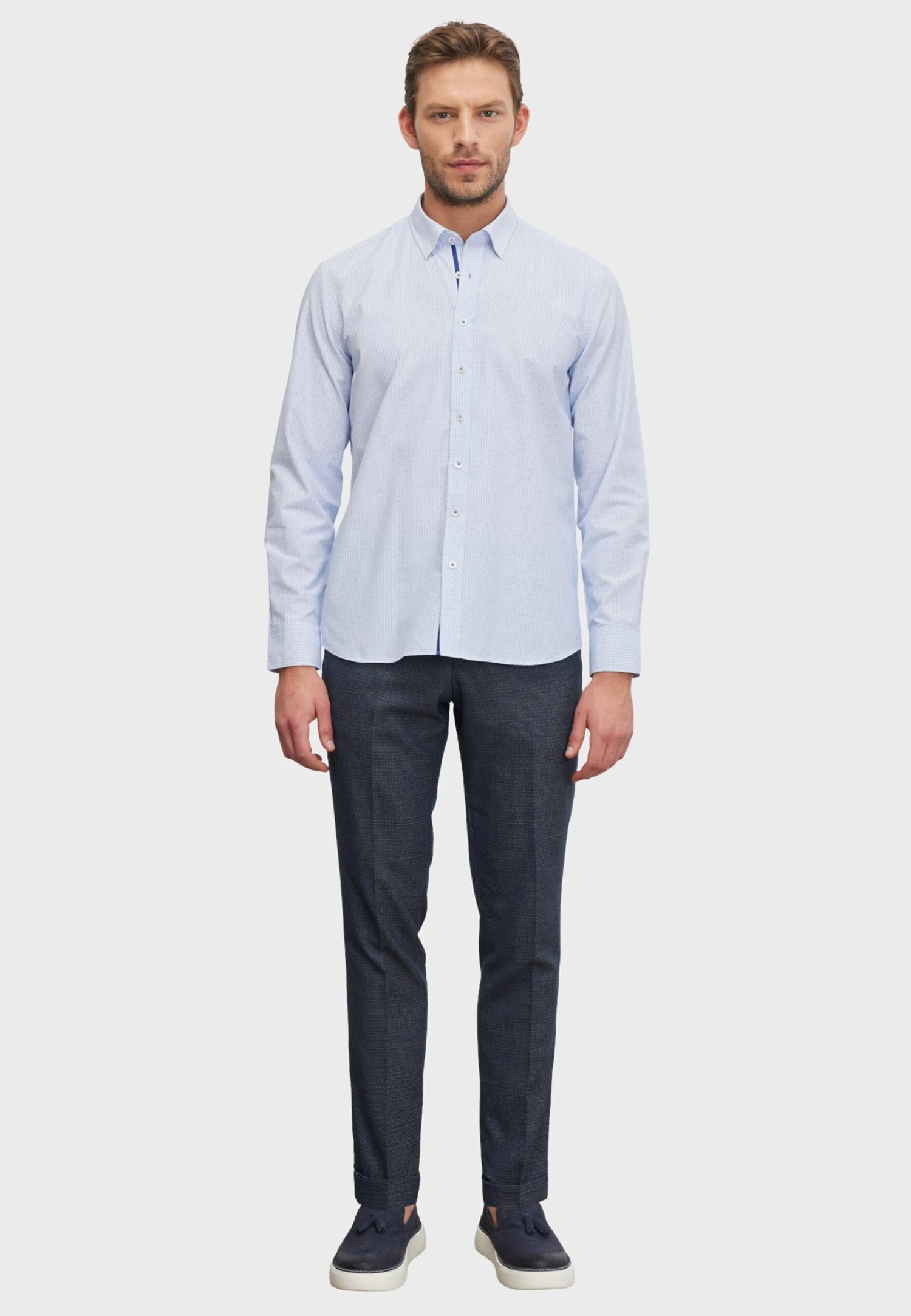 Printed- Overhemd - White/Blue 4 Printed- Overhemd - White/Blue - Afbeelding 2