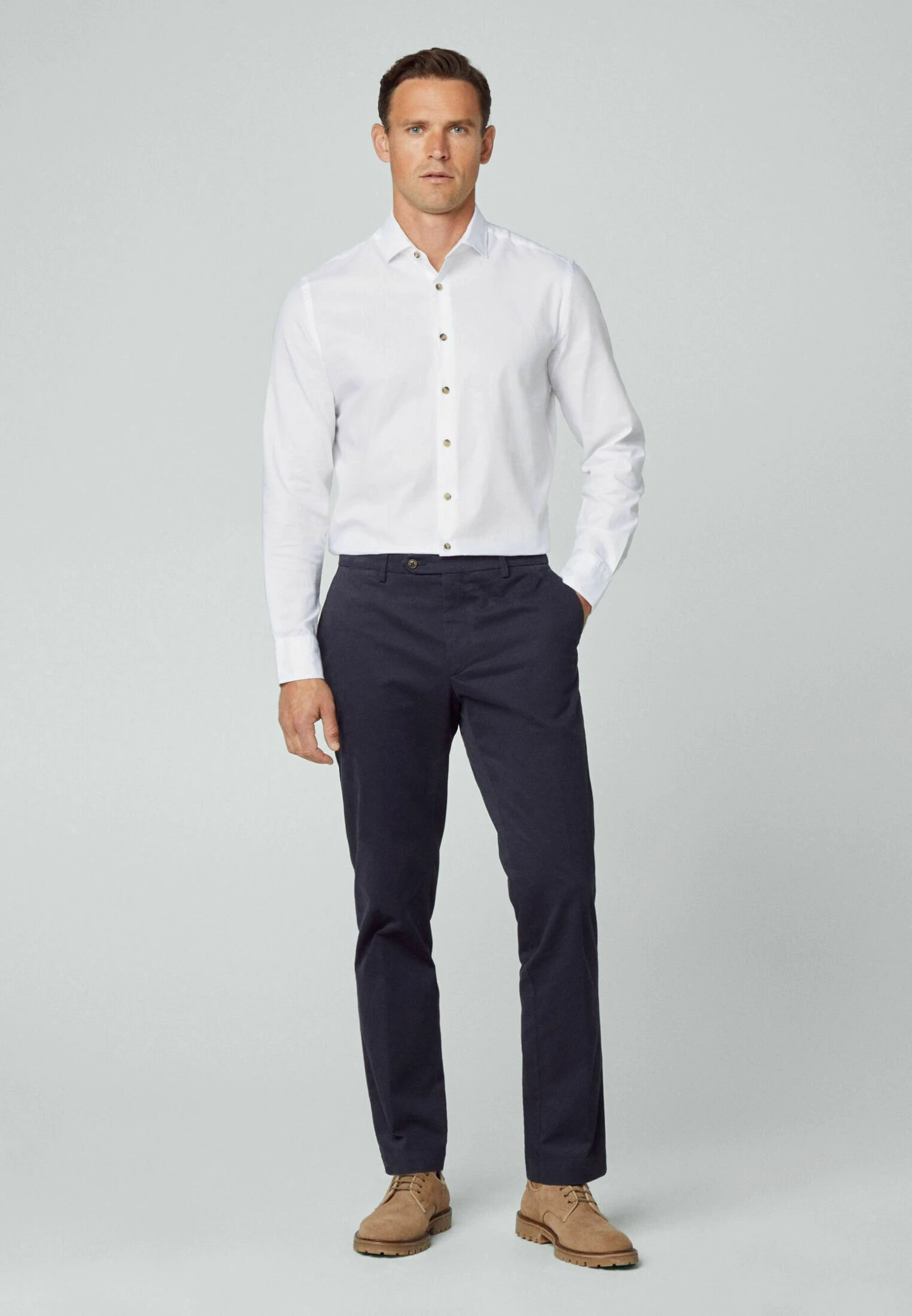 Hackett London Piece Dyed Soft- Overhemd - White 4 Hackett London Piece Dyed Soft- Overhemd - White - Afbeelding 2