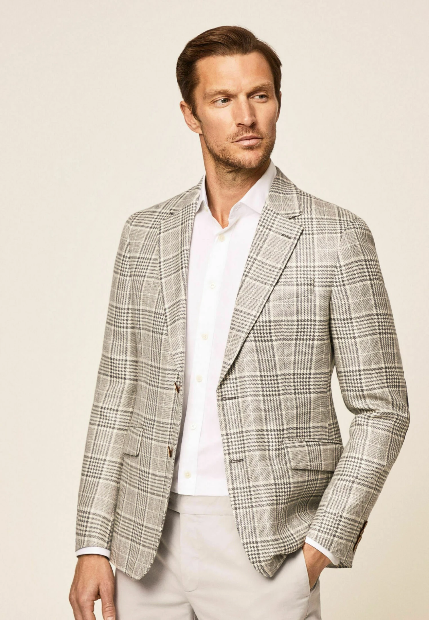 Hackett London Wl Lge Check Ep - Blazer - Lt Gry Off Wht 6 Hackett London Wl Lge Check Ep - Blazer - Lt Gry Off Wht - Afbeelding 4