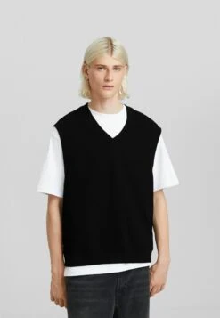 BERSHKA V-Neck- Trui - Black