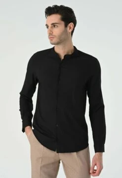 Mandarin Collar Long Sleeve - Overhemd - Black -ZALANDO WINKEL 7a895a98c37b42129dabdc378b4506c9