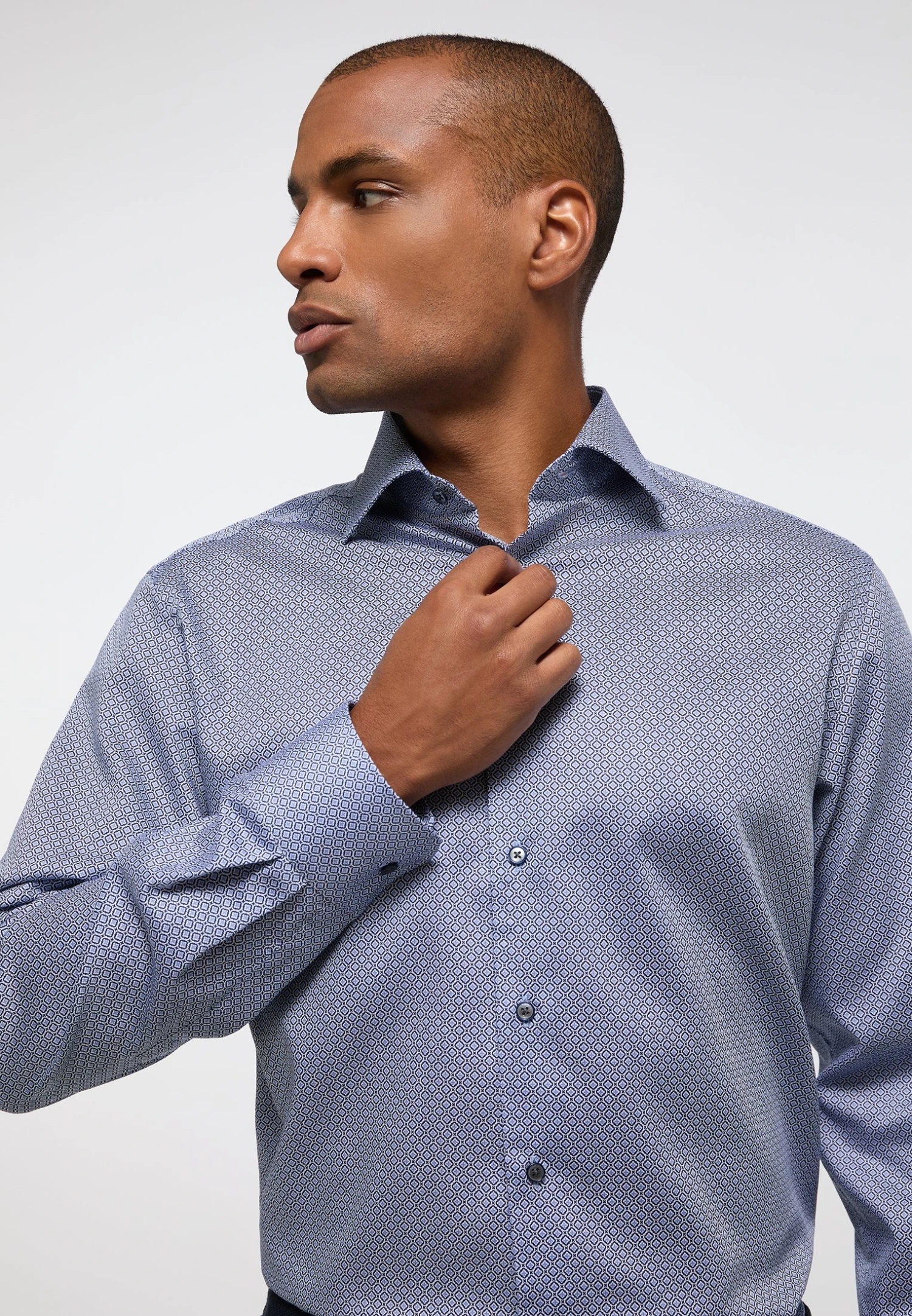 Eterna Print- Modern Fit - Overhemd - Blau Hellblau 5 Eterna Print- Modern Fit - Overhemd - Blau Hellblau - Afbeelding 3