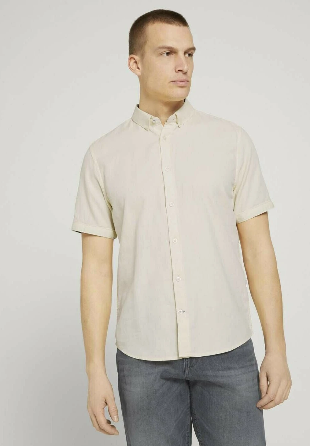 Tom Tailor Overhemd - Yellow White Structure 3 Tom Tailor Overhemd - Yellow White Structure