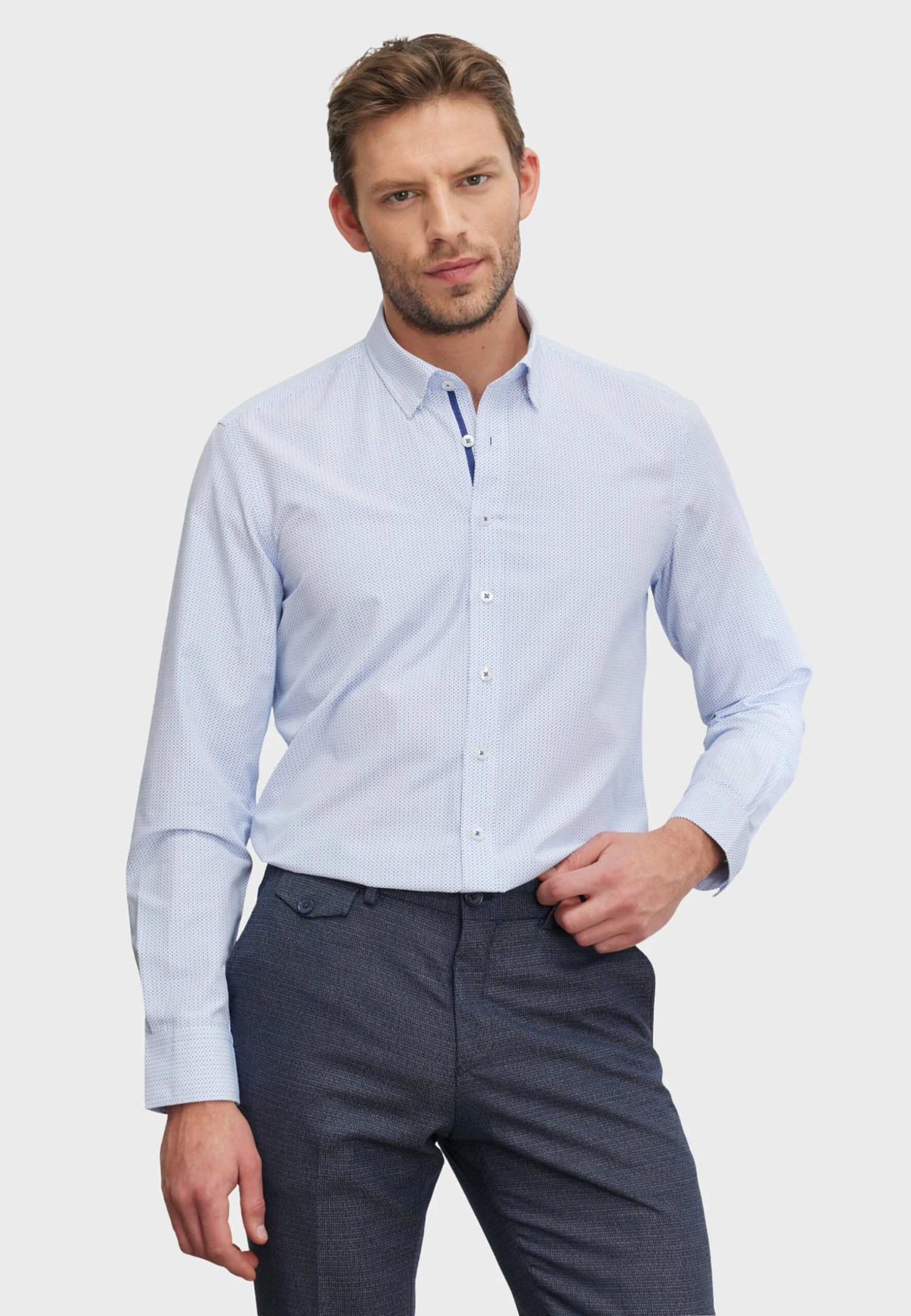 Printed- Overhemd - White/Blue 7 Printed- Overhemd - White/Blue - Afbeelding 5