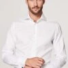 Profuomo Slim Fit Shirt With Cufflinks - Zakelijk Overhemd - Wit