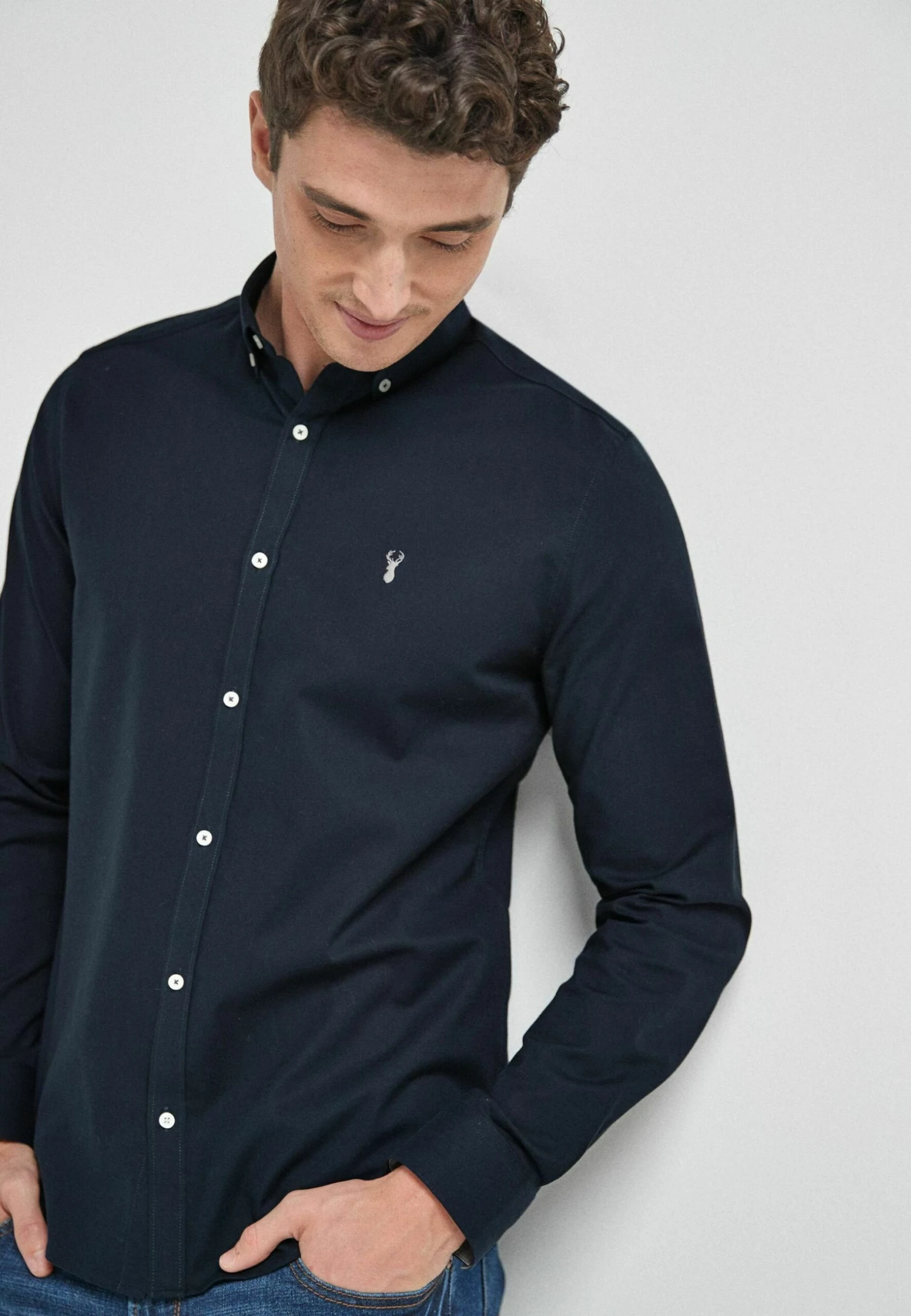 Next Long Sleeve Stretch Oxford Regular Fit - Overhemd - Navy Blue 3 Next Long Sleeve Stretch Oxford Regular Fit - Overhemd - Navy Blue