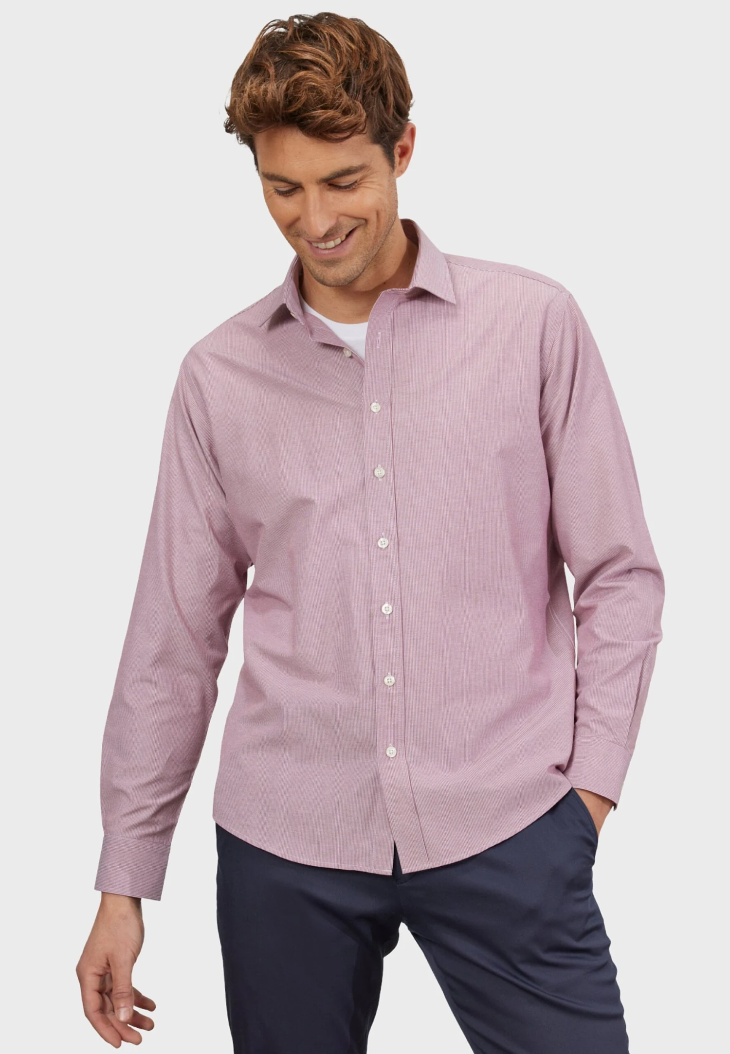 Comfort Fit- Overhemd - Burgundy White 3 Comfort Fit- Overhemd - Burgundy White