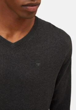 Tom Tailor Basic V Neck- Trui - Black/ Grey Melange -ZALANDO WINKEL ac1765949111457da267fb0bfd17e55b