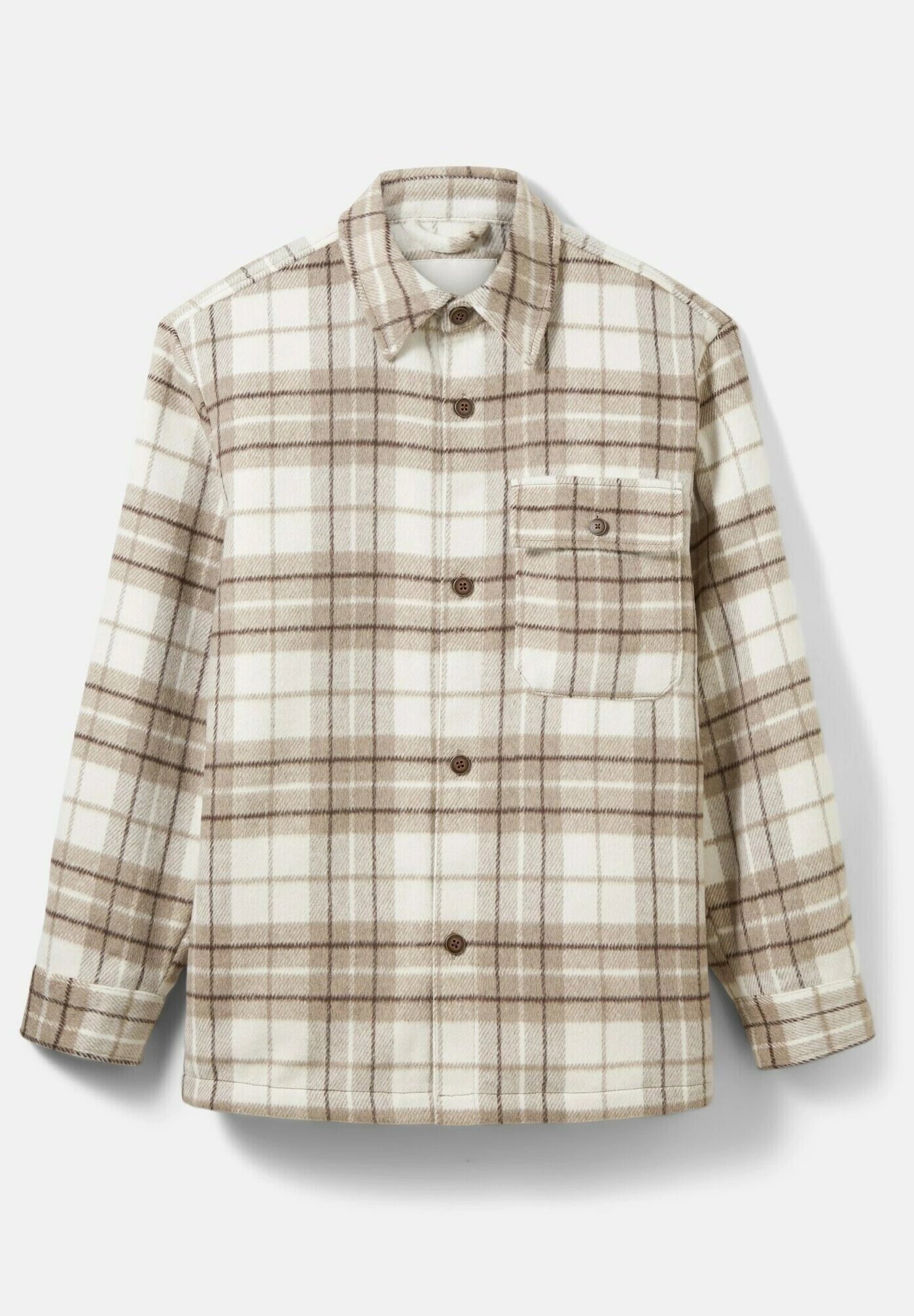 TOM TAILOR Denim Halflange Jas - Off White Beige Big Cosy Check 12 TOM TAILOR Denim Halflange Jas - Off White Beige Big Cosy Check - Afbeelding 10