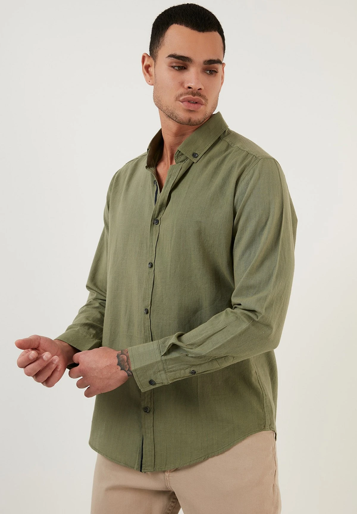 Regular Fit - Overhemd - Khaki 3 Regular Fit - Overhemd - Khaki