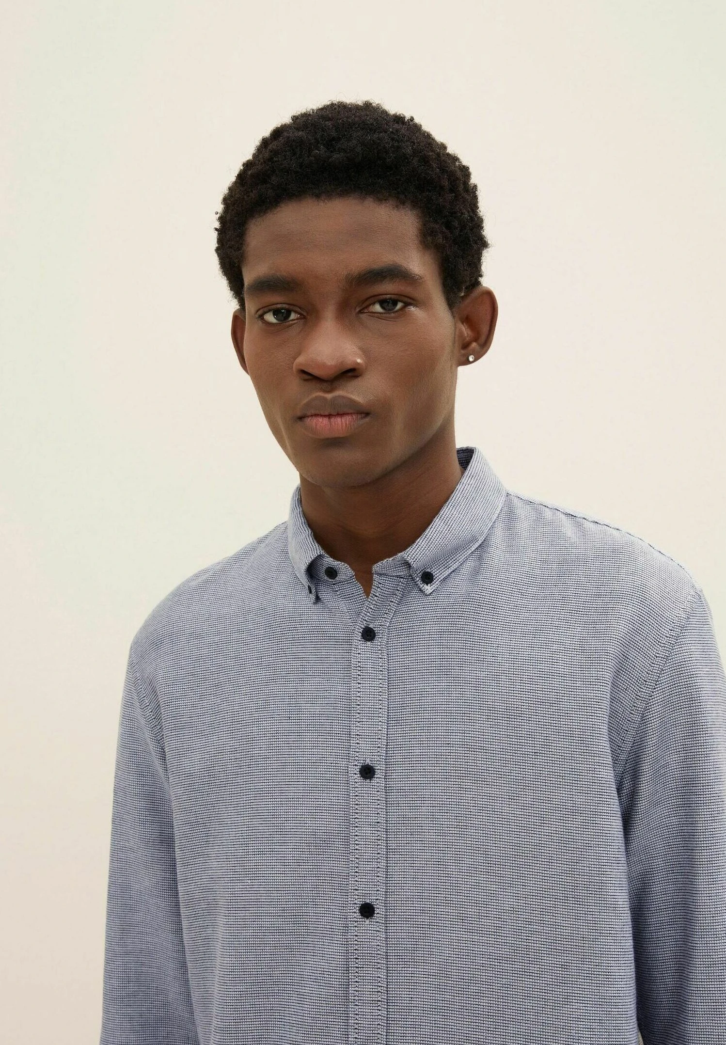 TOM TAILOR Denim Mit Struktur - Overhemd - Light Beige Black Structure 6 TOM TAILOR Denim Mit Struktur - Overhemd - Light Beige Black Structure - Afbeelding 4