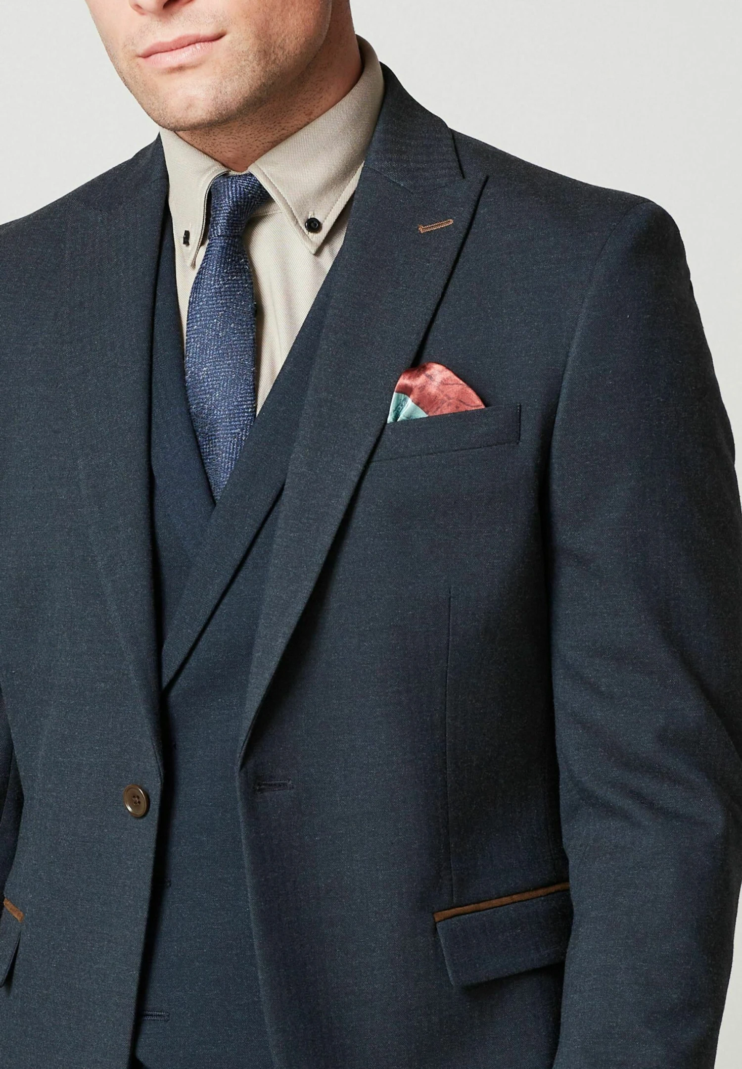 Next Trimmed Herringbone - Colbert - Navy Blue 6 Next Trimmed Herringbone - Colbert - Navy Blue - Afbeelding 4