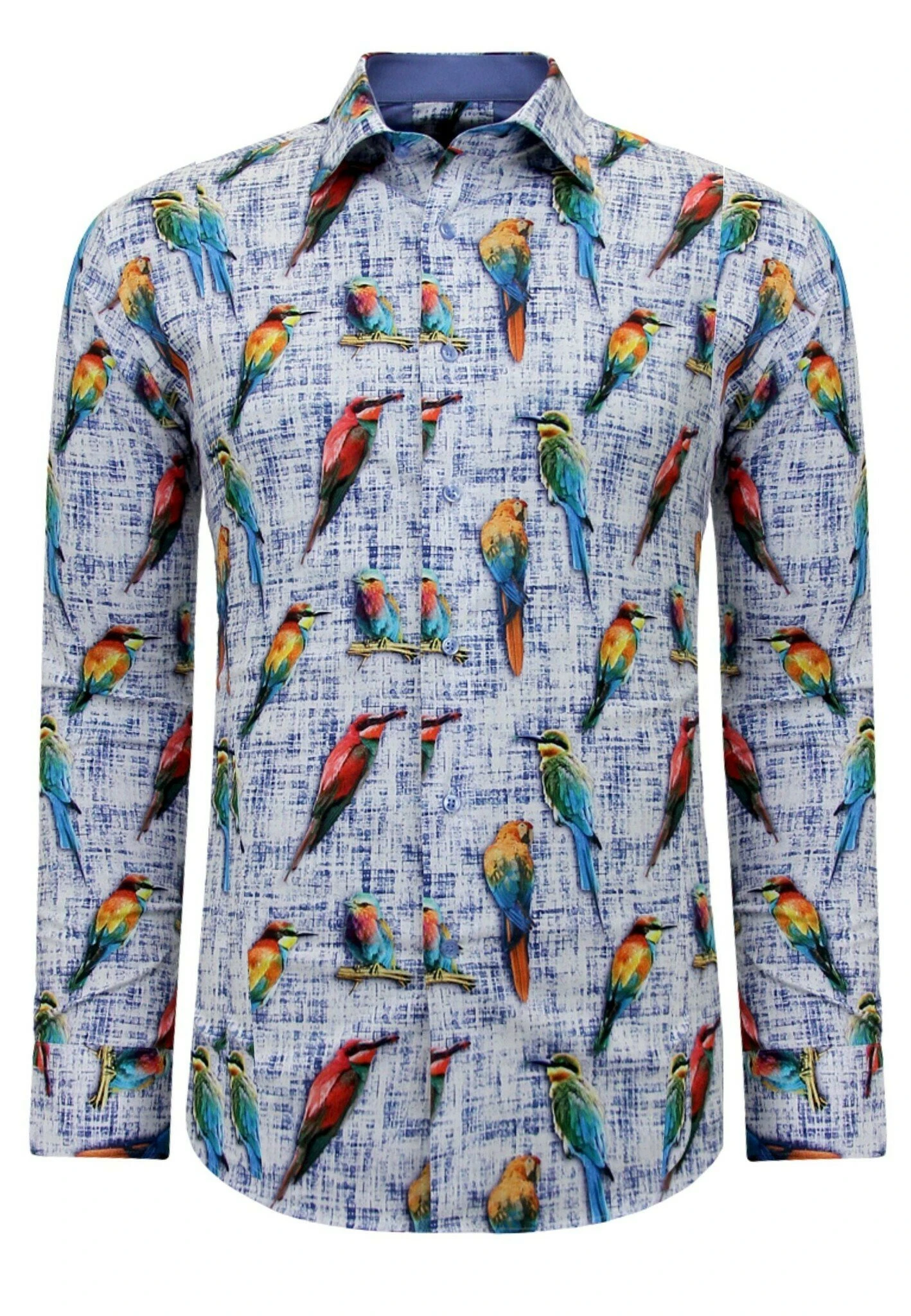 Vogelprint 3122 - Overhemd - Wit/Blauw 3 Vogelprint 3122 - Overhemd - Wit/Blauw