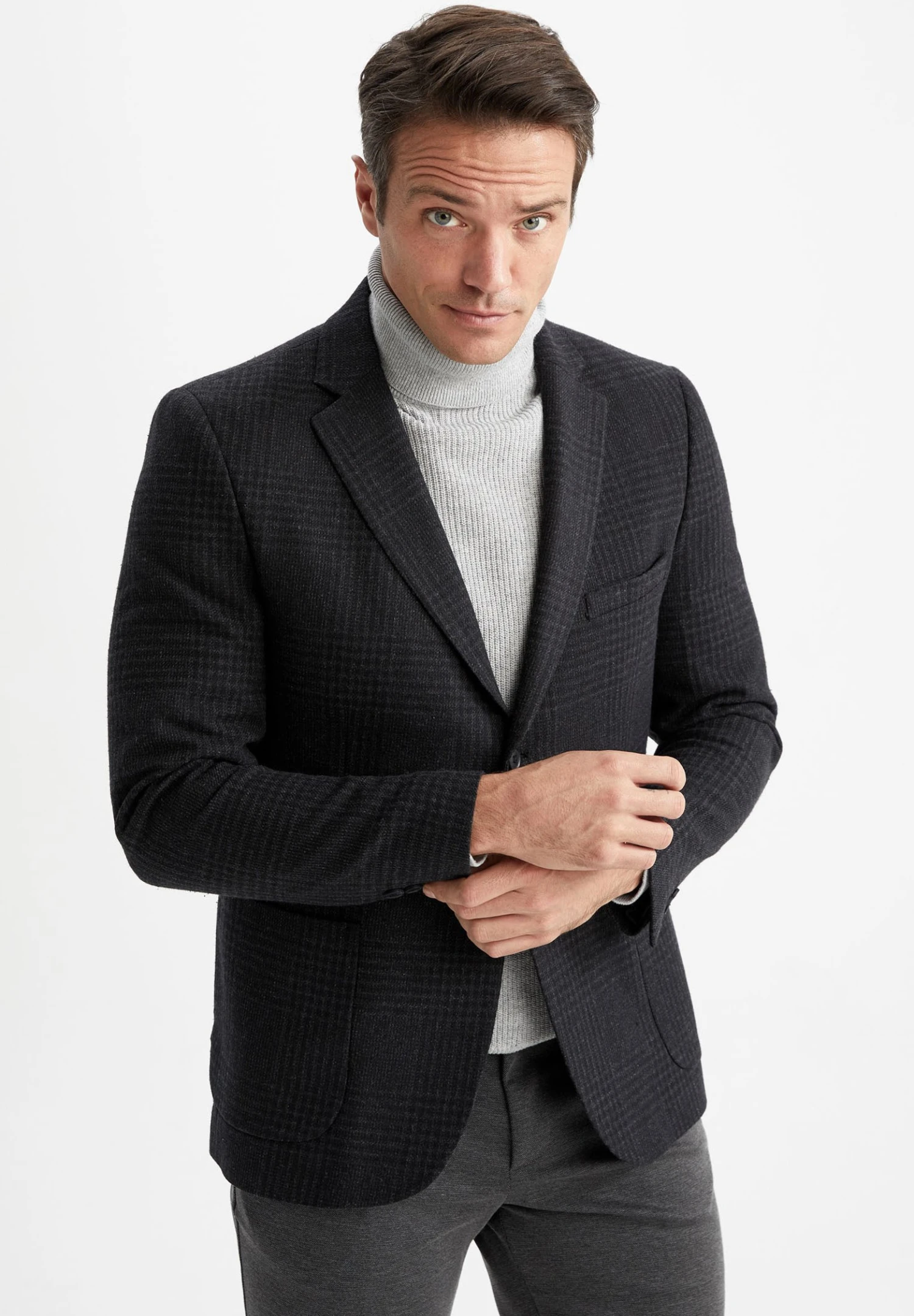 DeFacto Modern Fit- Blazer - Anthracite 3 DeFacto Modern Fit- Blazer - Anthracite