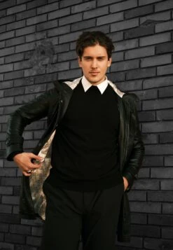 Hooded Leather Coat - Trenchcoat - Black -ZALANDO WINKEL eb724833b65646dba79790ac2dba4e0e