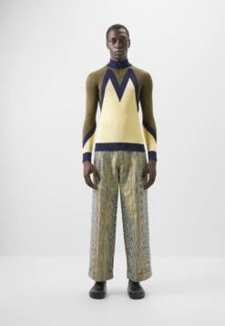 Trui - Bottle Green/Yellow Wool